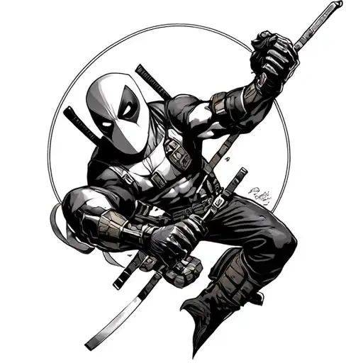 left arm full sleeve, Japanese traditional, deadpool, juggernaut, solo leveling tattoo design idea