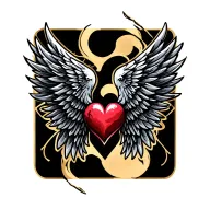 Wings with heart.  tattoo design idea