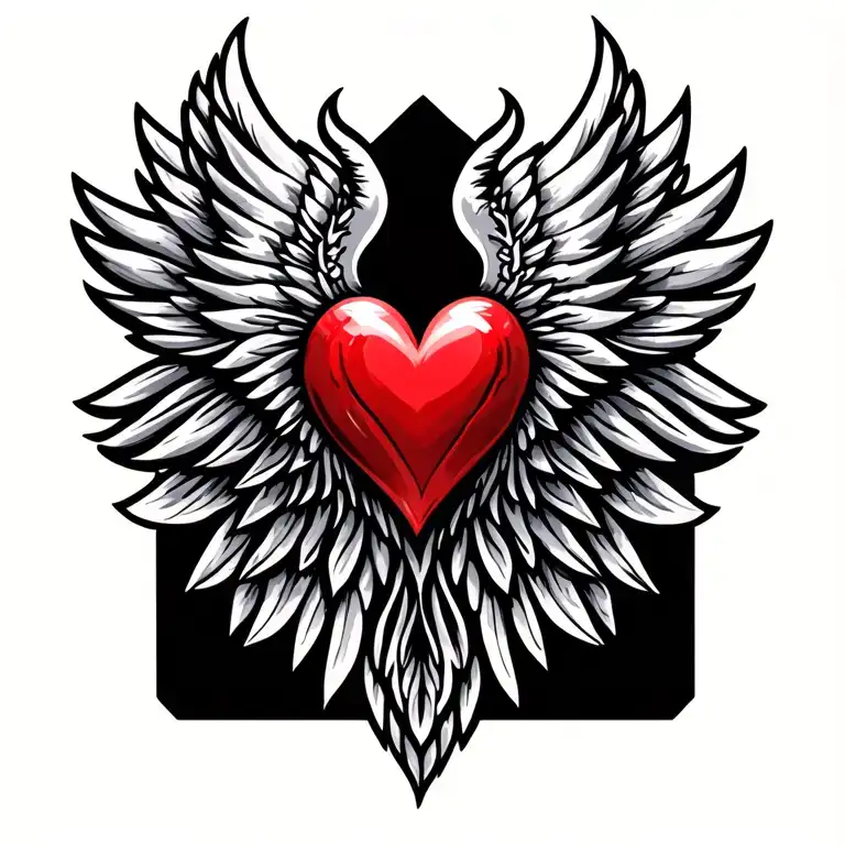 Wings with heart.  tattoo design idea