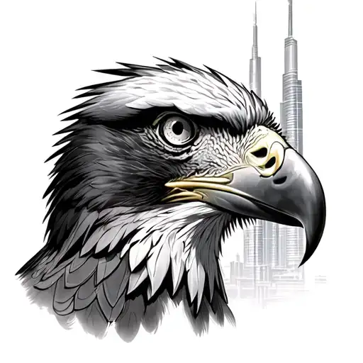 burj khalifa and philippine eagle tattoo design idea
