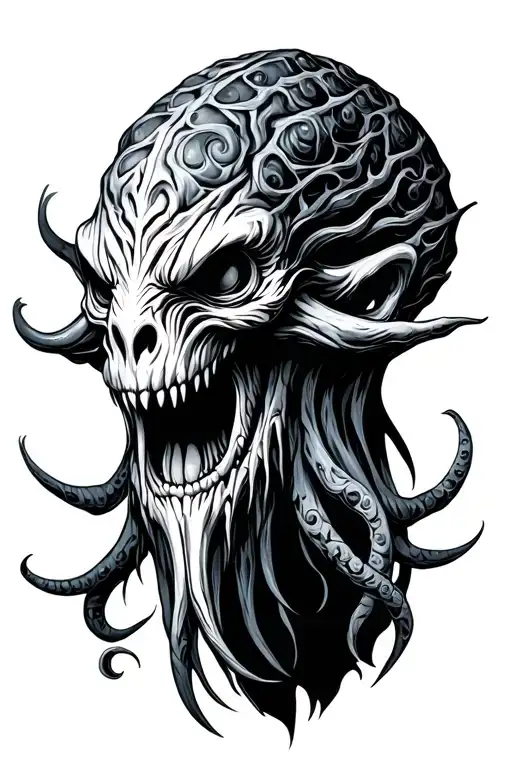 cthulhu head nordic skoll tattoo design idea