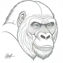 gorilla face outline tattoo design idea