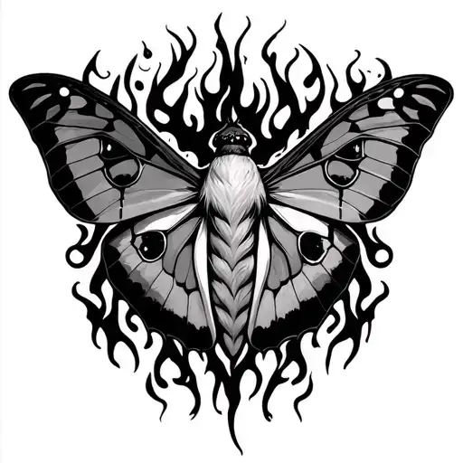gothic moth flame tattoo design idea