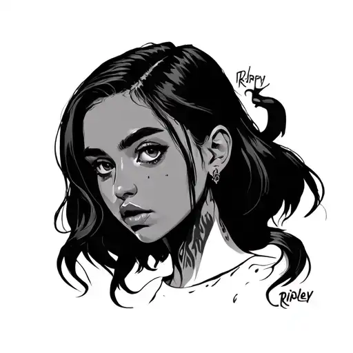 cartoon rhea ripley halloween spooky cute tattoo design idea