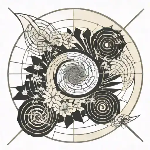 Fibonacci spiral featuring japanese imagery including a samurai tattoo design idea