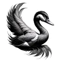 ugly duckling turning into a swan feathers elegant tattoo design idea