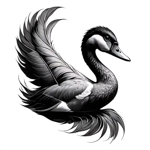 ugly duckling turning into a swan feathers elegant tattoo design idea