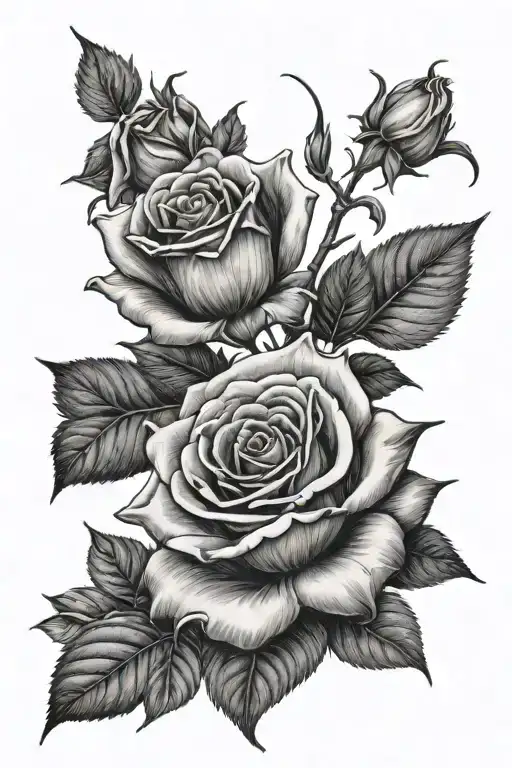 Roses with dates 12/12/1992, 4/3/1964, 1/25/1967 in Roman numerals made with vines for the roses and a crown offset at t tattoo design idea