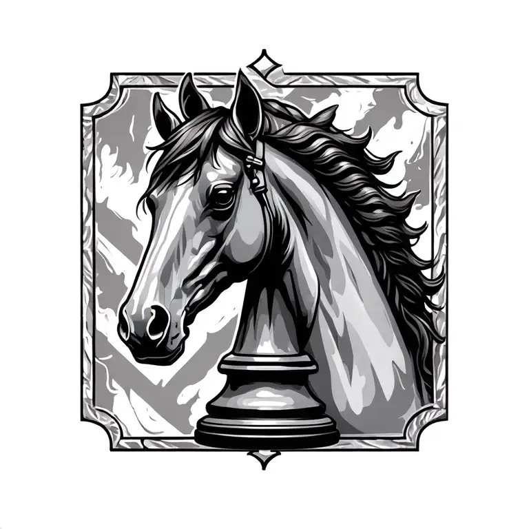 shadowed horse chess piece no background tattoo design idea