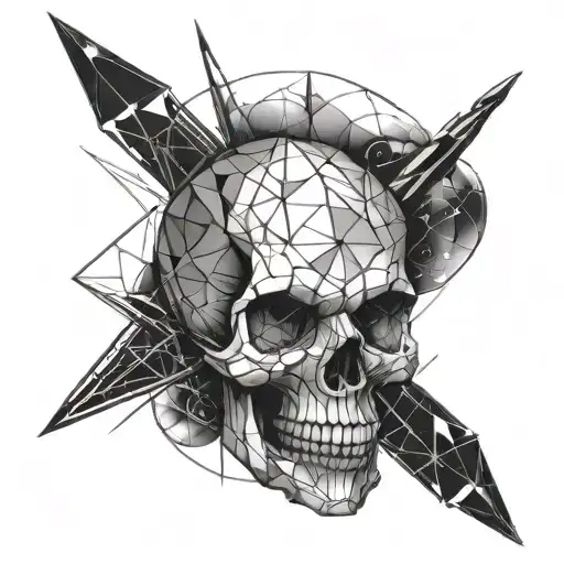 space skull soft shading tattoo design idea