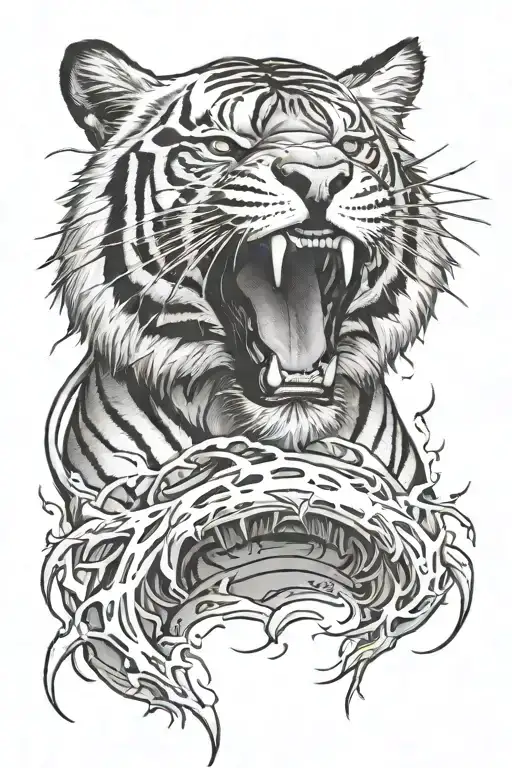 tiger and lightning tattoo design idea