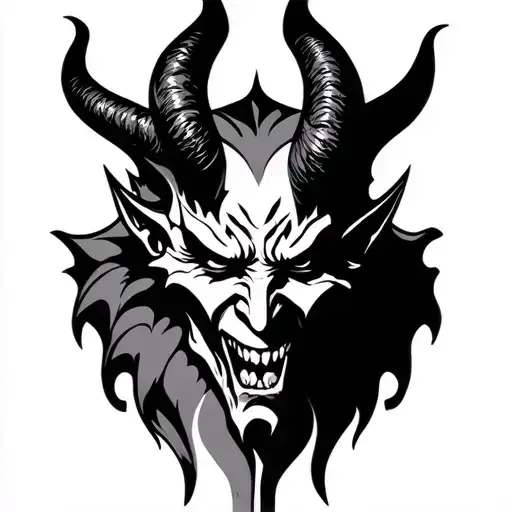 devil face tattoo design idea