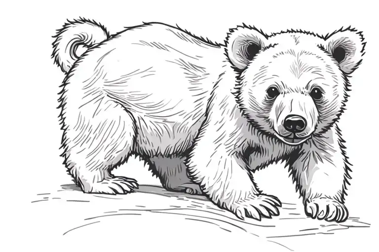 bear cub playing tattoo design idea