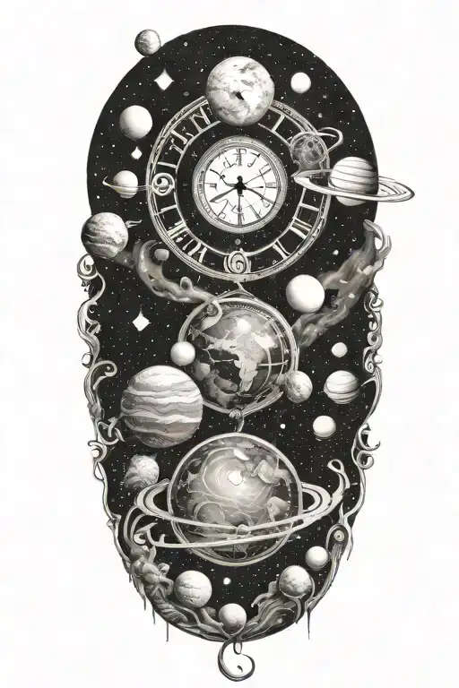 sky,planets,time,universe, tattoo design idea