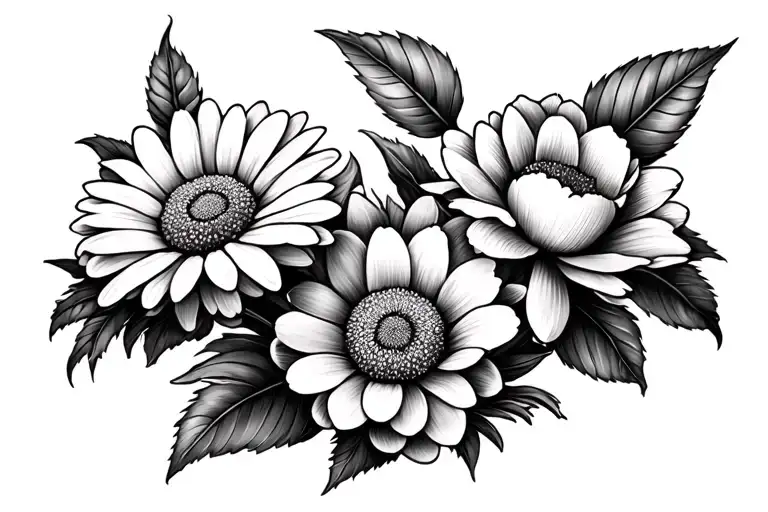 daisy and peony flower for brother sister tattoo design tattoo design idea
