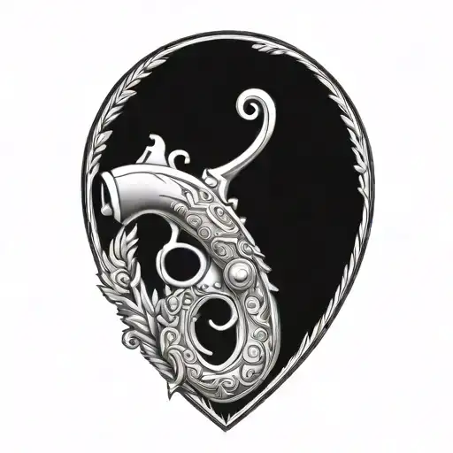 don't tread on me flintlock pistols tattoo design idea