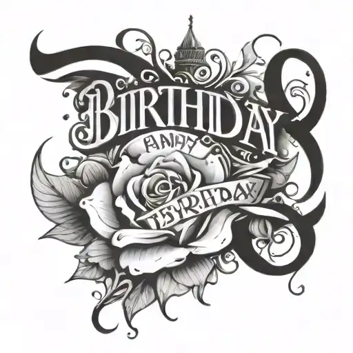 birthday and name written tattoo design idea