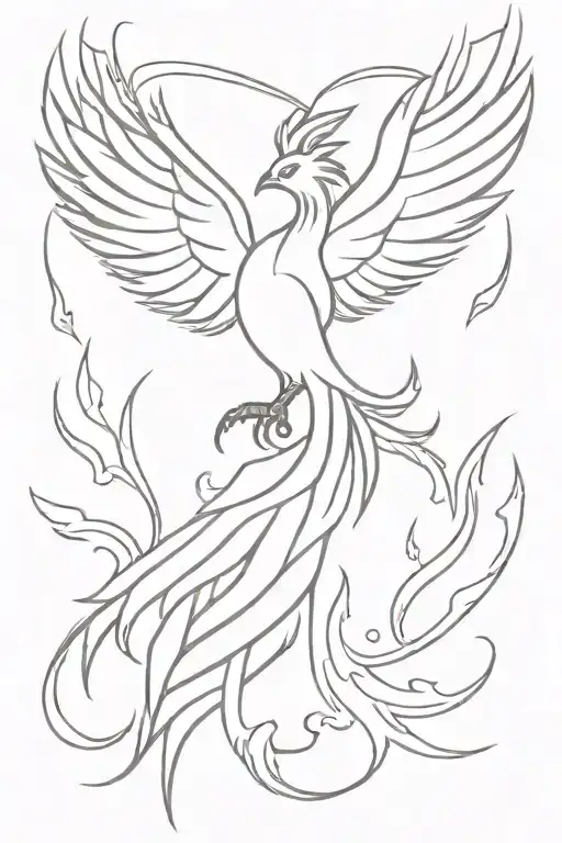 phoenix rising from flames tattoo design idea