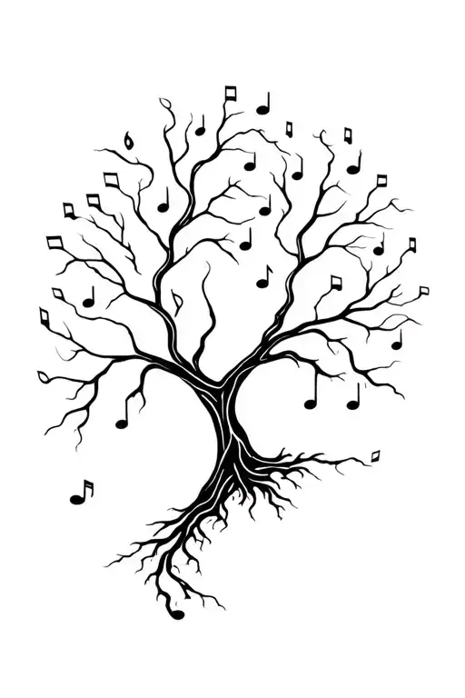 Tree of Life with music  tattoo design idea