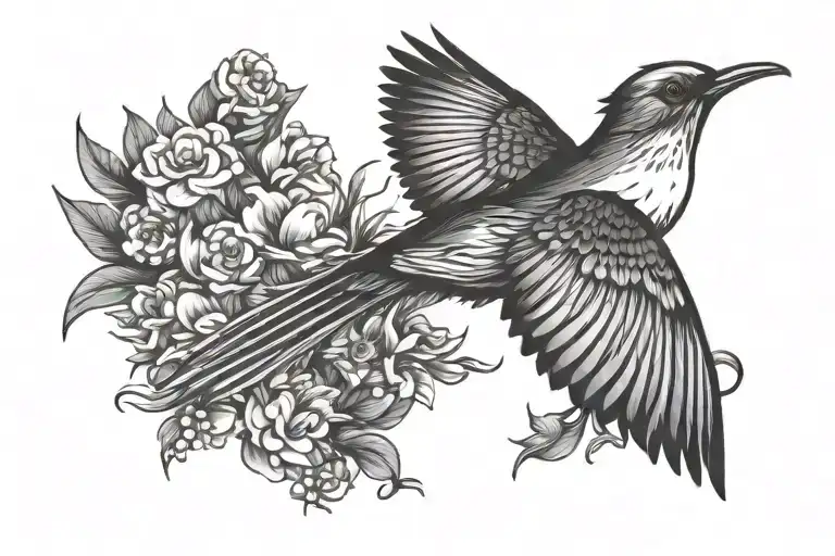 Bermuda longtail bird flying tattoo design idea