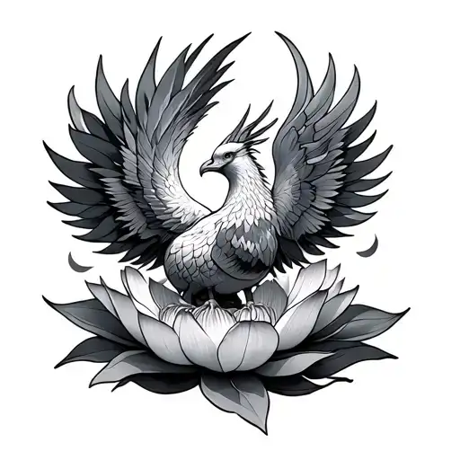 Phoenix Rising From a Lotus Flower tattoo design idea
