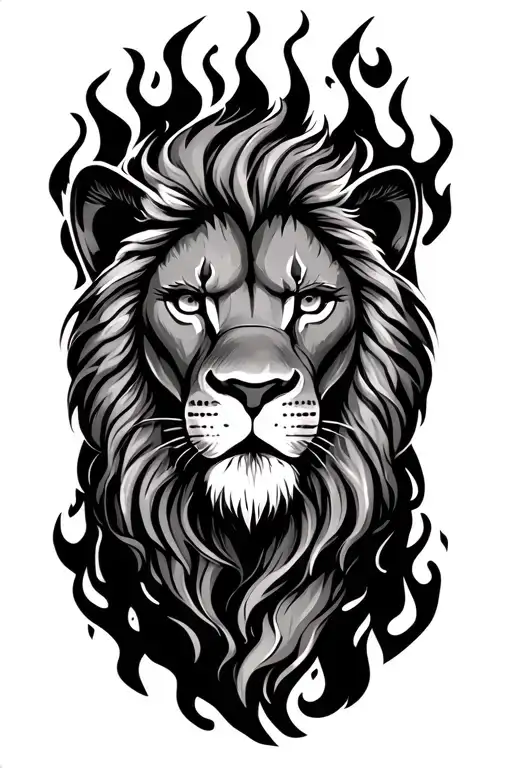 With lion's strength I walked through fire – God was with me." tattoo design idea