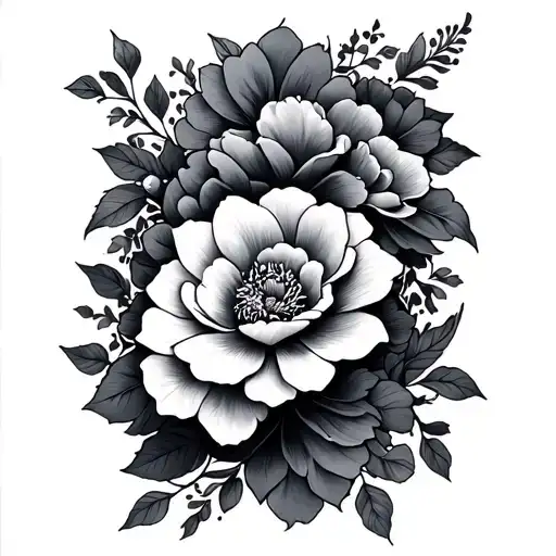 large scroll with flower surround tattoo design idea