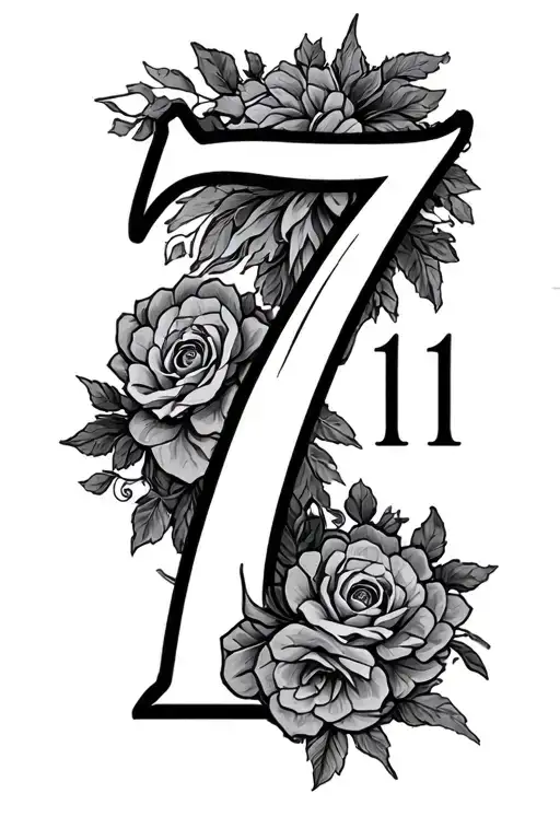 number 7, figure 11:11, greek mythology, family member names, tattoo design idea