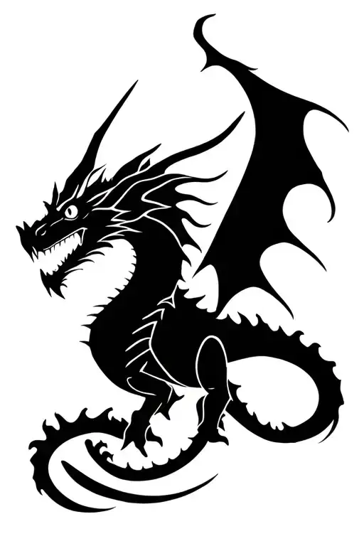 Silhouette of a dragon without fangs tattoo design idea