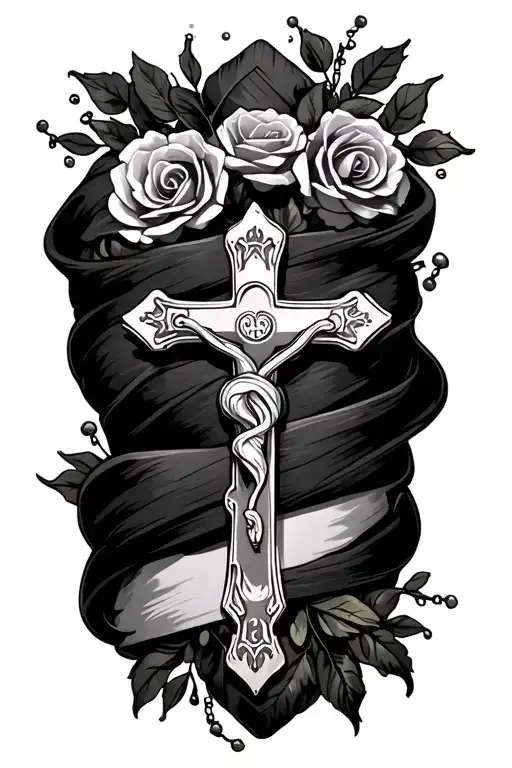 rosary wrapped tattoo design idea