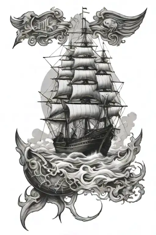 maritime concept tattoo design idea