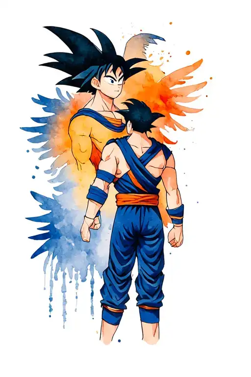 goku, pegasus, puerto rican person helping a dominican,  family, dominican republic colonel rank tattoo design idea