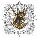 Anubis looking dark side of the moon tattoo design idea