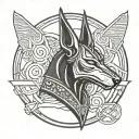 Anubis looking dark side of the moon tattoo design idea