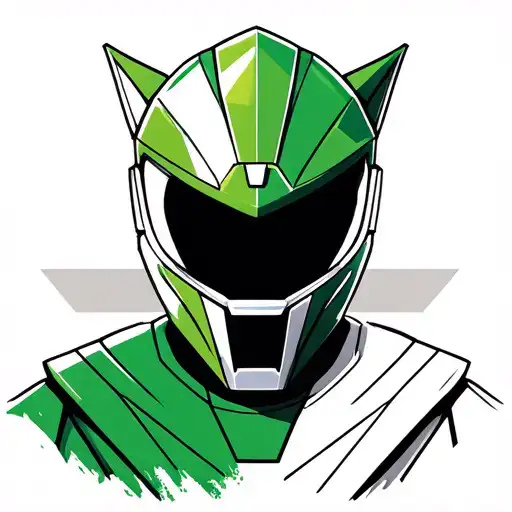 Half White / Half Green Power Ranger Helmet tattoo design idea