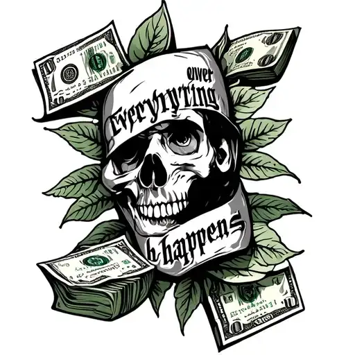 quarter sleeve money over everything happens tattoo design idea