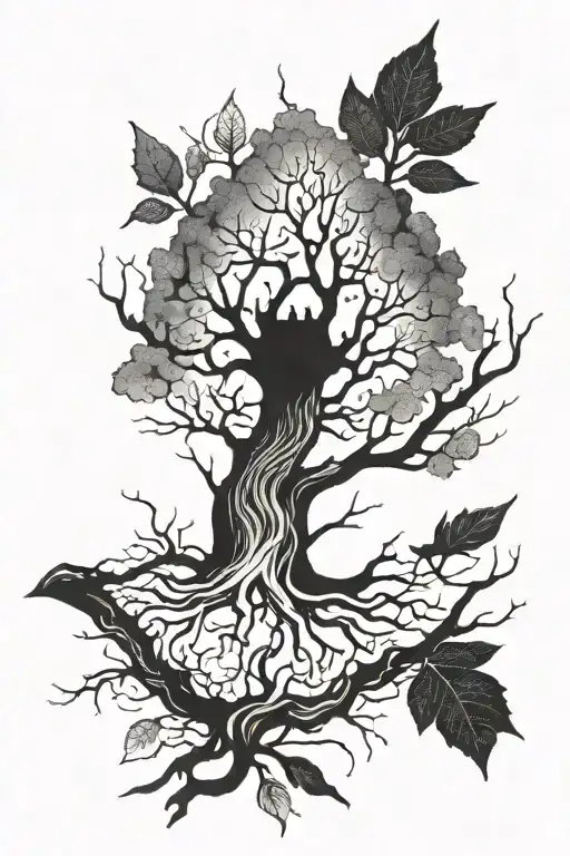 tree wirt branches without leaves tattoo design idea