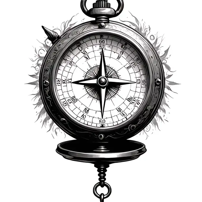 Compass and old pocket watch surrounded tattoo design idea