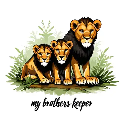 "my brothers keeper" "my brothers keeper" 3 male lion cubs lost in the forest  tattoo design idea