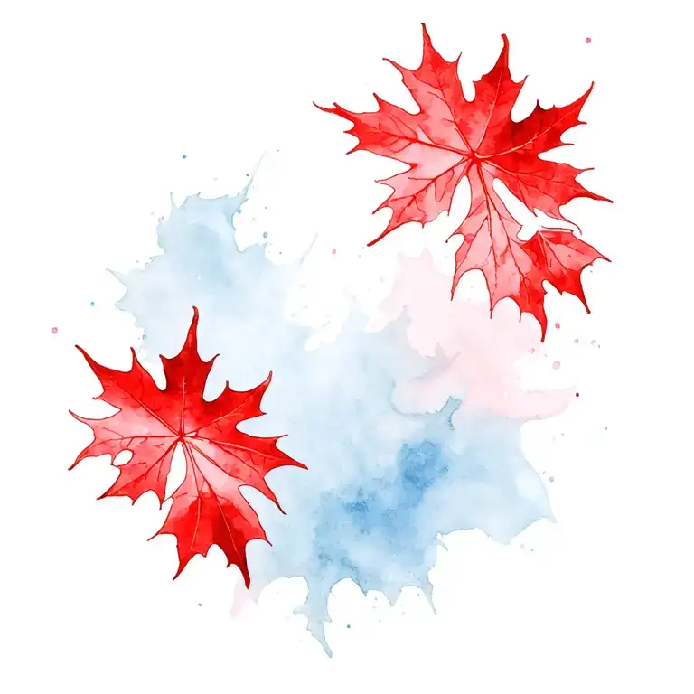 red maple falling leaves tattoo design idea