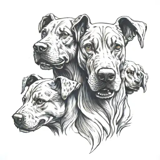 3 headed dog tattoo design idea