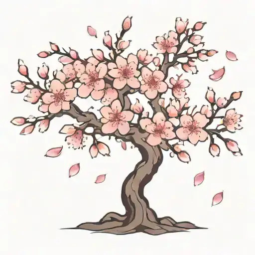 cherry blossom branch with falling pedals. no tree trunk tattoo design idea