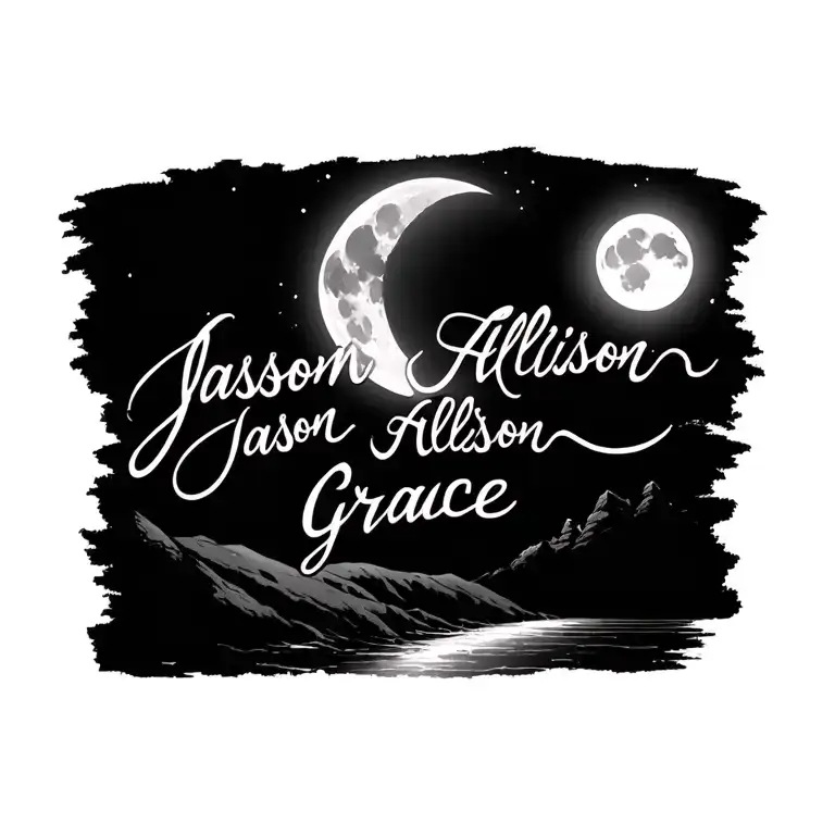 "Jason Allison Grace" moonlight scene depicted tattoo design idea