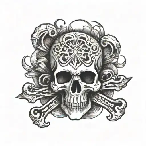 skull and crossbones tattoo design idea