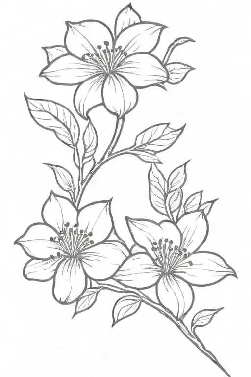 intertwined august flower and may flower representing aunt and niece  tattoo design idea