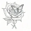 Rose with butterfly resting tattoo design idea