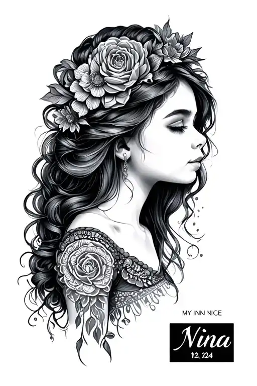 My niece called Nina born on 12/13/2024 tattoo design idea