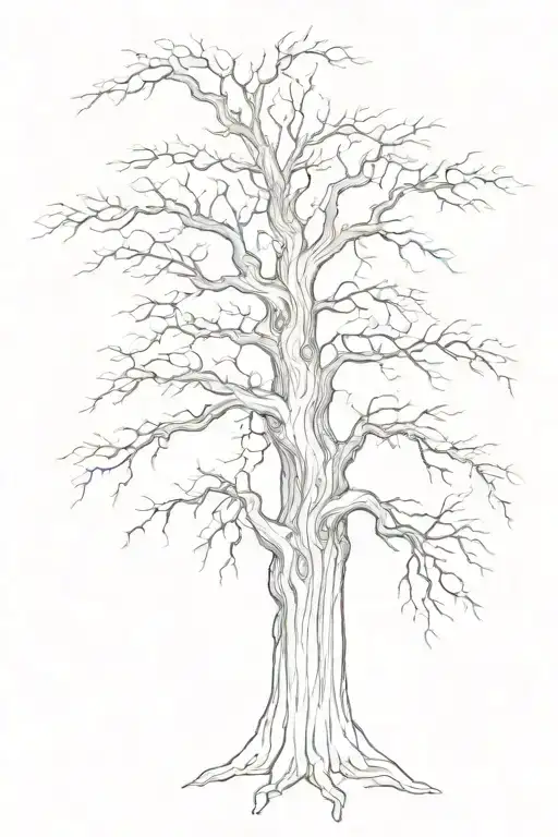 Malenia from the game ELDEN RING on the photo of a big tree in the dungeon tattoo design idea