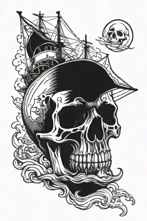 skull and ro sink a ship tattoo design idea