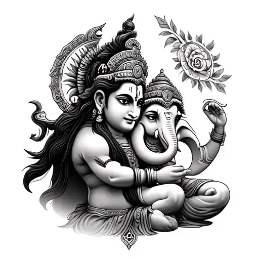 lord shiva and ganesha tattoo as one tattoo design idea